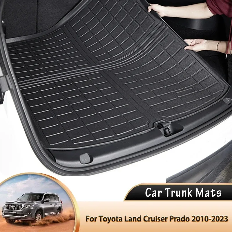 Car Rear Trunk Mats For Toyota Land Cruiser Prado Lexus GX 400 J150 2010~2023 Floor Waterproof Tray Liner Cargo Boot Carpet Mud