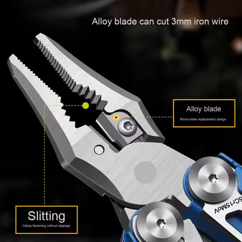 Multi functional pliers stainless steel outdoor emergency shear combination pointed nose pliers camping hiking pliers