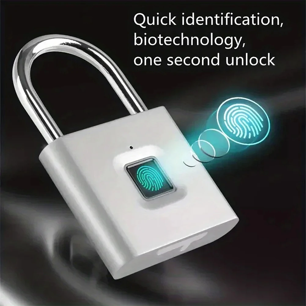 Door Locks Fingerprint Padlock USB Charging Waterproof Door Lock Unlock Fingerprint Lock Smart Padlock Stainless Steel