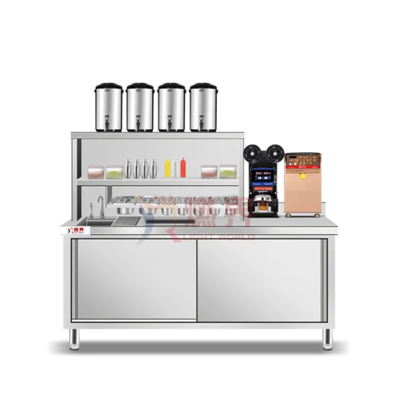 custom.Latest Design Boba Tea Equipment Working Table Bubble Milk Tea Counter