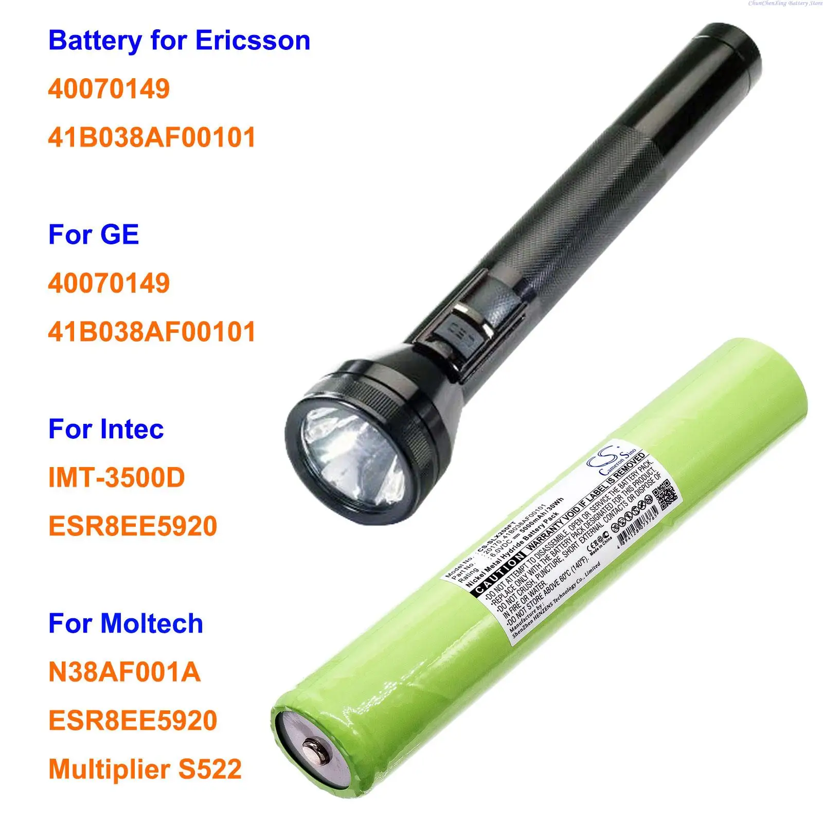 

OrangeYu 5000mAh Battery for Erison/GE 40070149, 41B038AF00101, For INTEC ESR8EE5920, IMT-3500D, For MULTIPLIER MSL20,S522