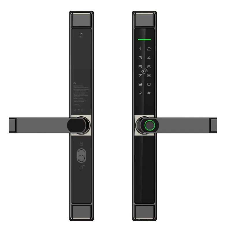 

Outdoor aluminum door smart lock with applied fingerprint and keyboard input