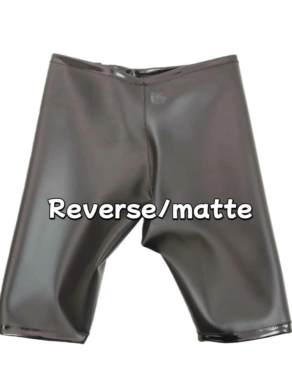 Men Double PU Leather Sports Sweat Shorts Half Leg Tights Skinny Low Waist Breeches Casual Beachwear Knee Length Swimming