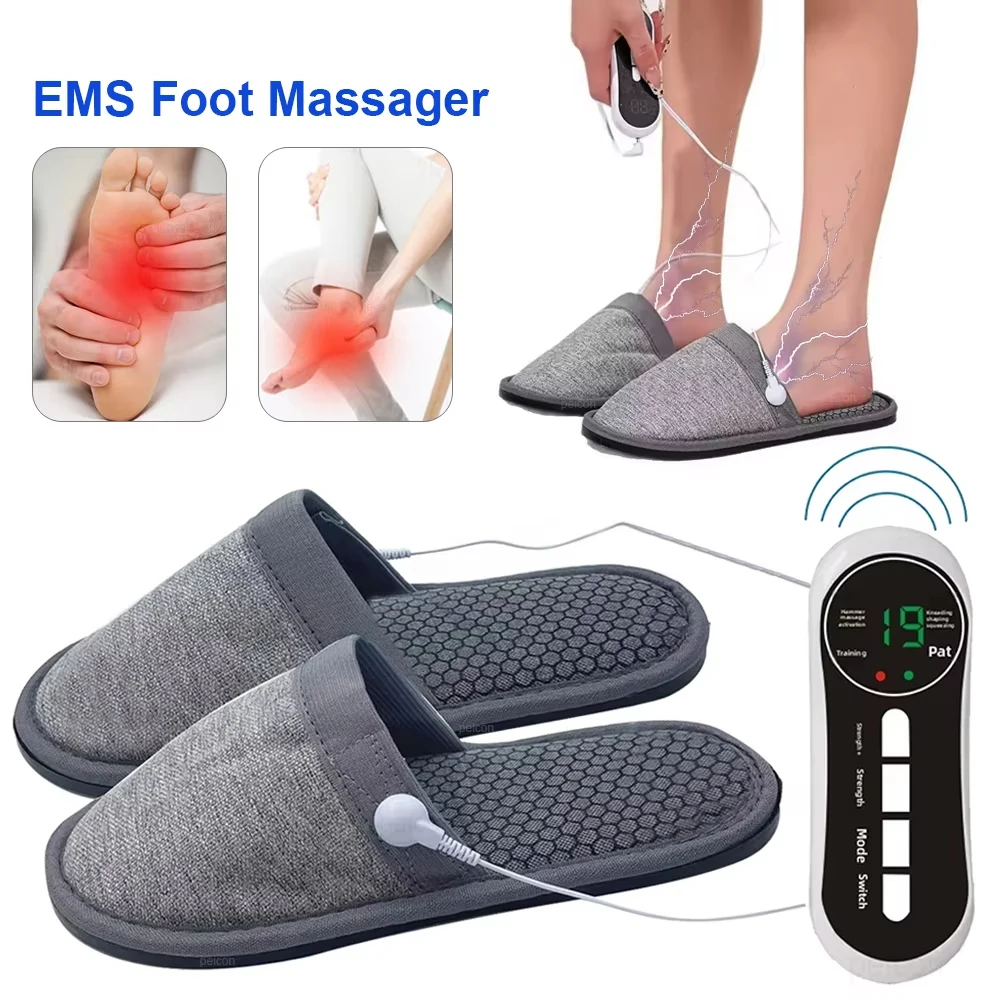 Remote Control Massage Slippers EMS Electric Pulse Foot Massager Microcurrent Physiotherapy Anti Slip Home Indoor Use