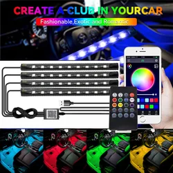 Neon 36 LED Car Interior Ambient FootLight with USB Wireless Remote APP Music Control Auto RGB Atmosphere Decorative Lamps
