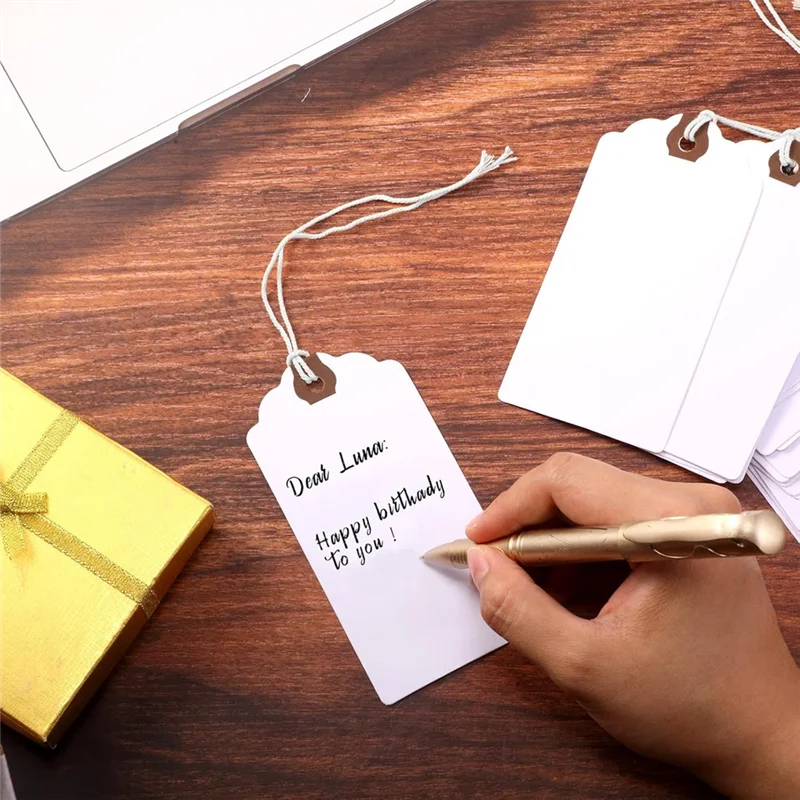 EDT-240Pcs 4 3/4X2 3/8In ملصقات مانيلا ملصقات الشحن ملصقات الورق المقوى مع ملصقات معلقة مع ثقوب معززة