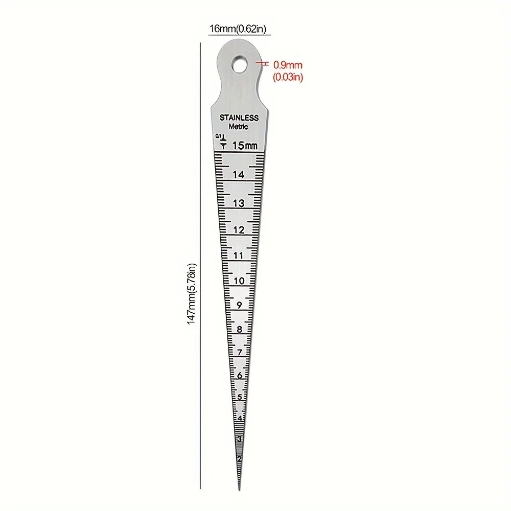 1pc Stainless Steel Wedge Plug Gauge with Double Scale Metric and Imperial Aperture Gauge and Taper Gauge 1-15mm