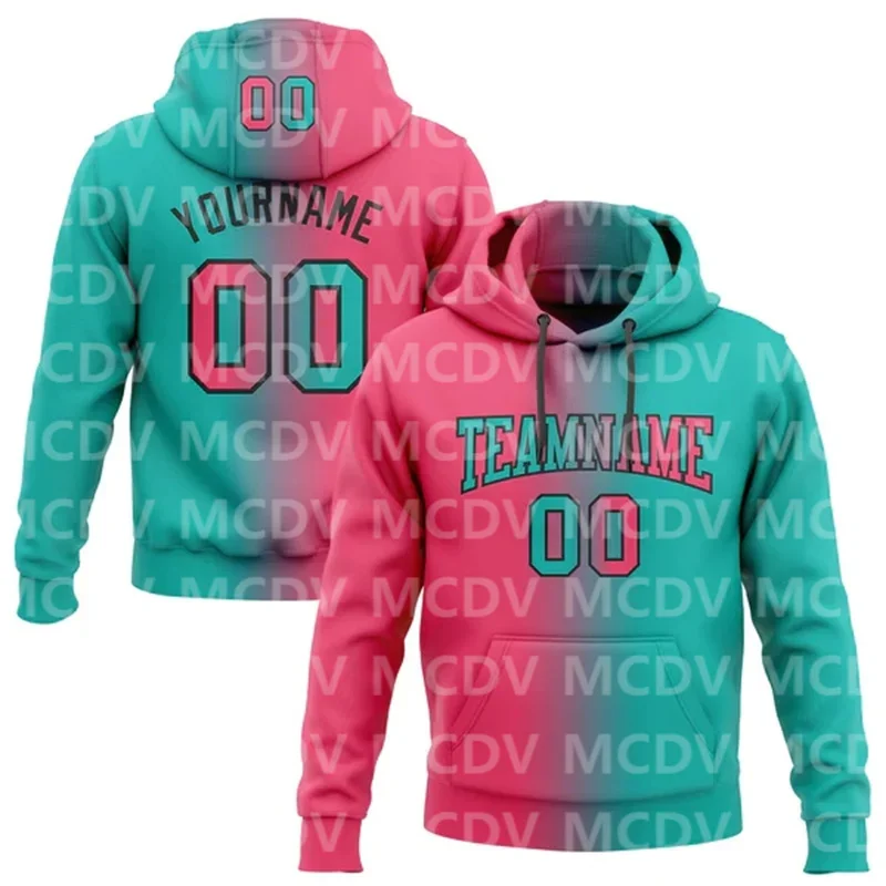 

Custom Stitched Aqua Neon Pink-Black Gradient Fashion Sports Pullover Sweatshirt Hoodie