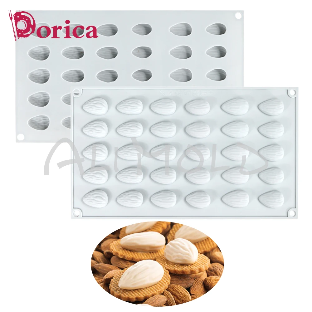 Molde de silicona con 30 agujeros para granos de almendra, herramientas de decoración de pasteles, molde para dulces, Chocolate, Fondant, moldes para velas DIY, accesorios de cocina