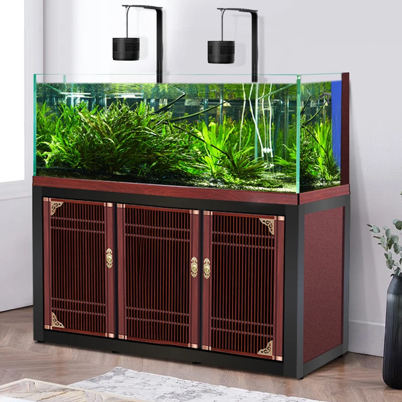 

New design aquarium fish tank aquatic plant landscape bottom filter ultra white custom household fish tank cabinet