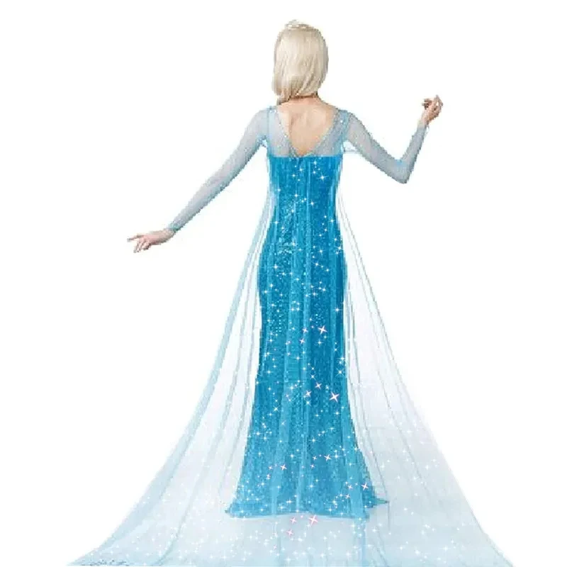 Frozen Elsa Costume Cosplay Cartoon Snow Queen Suits Anime Aisha Princess Long Dress Sequin Mesh Costume Adult Halloween Dresses