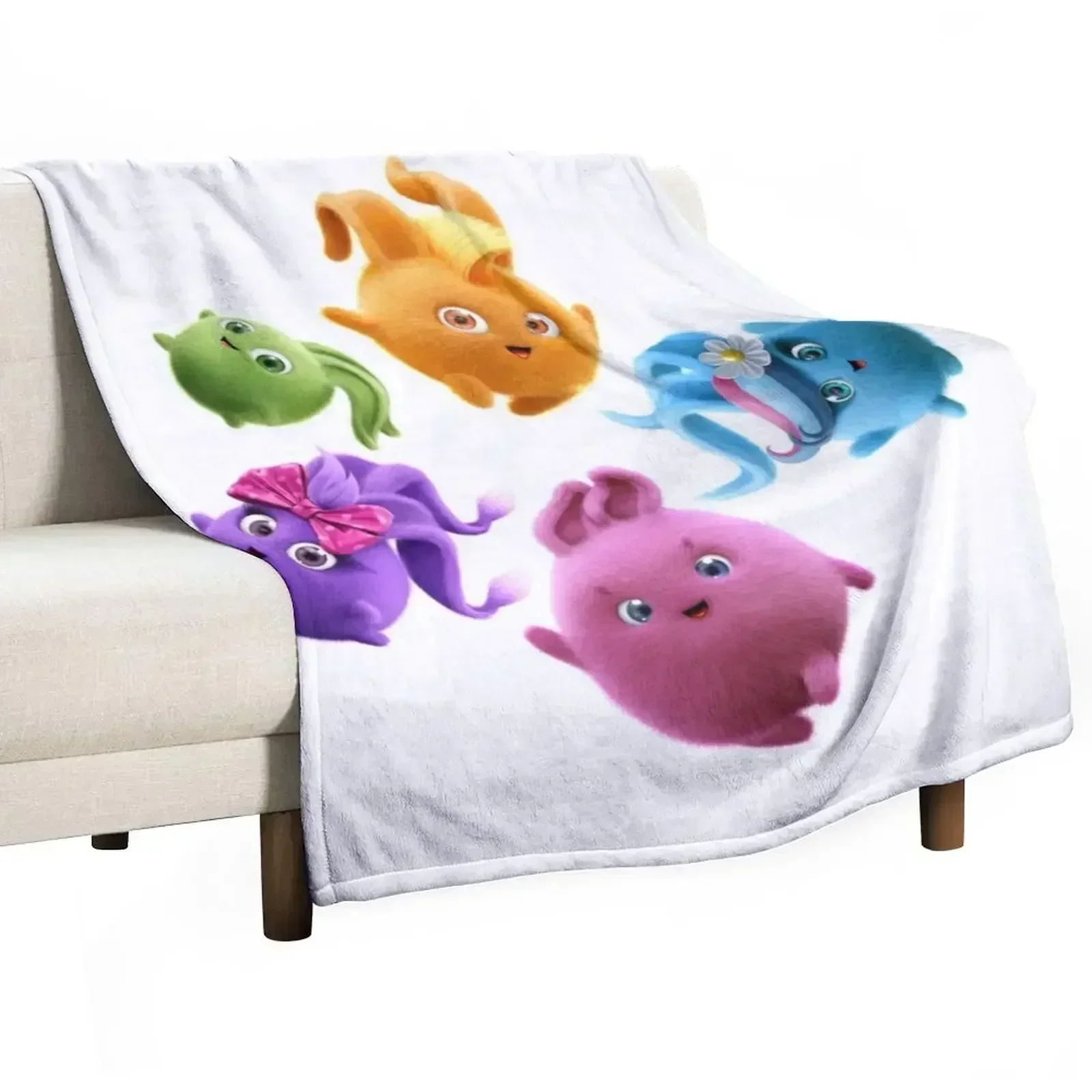Sunny Bunnies - All Together Now Throw Blanket Shaggy Cute Plaid Sofas Camping Personalized Gift bed plaid Blankets