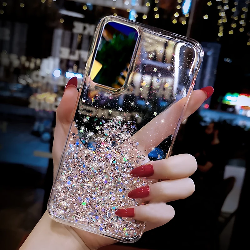 Gradient Jelly Color Glitter Phone Case For Samsung Galaxy S23 S22 Ultra S21 FE S8 S9 S10 S20 Note 10 Plus NOTE20U Epoxy Cover