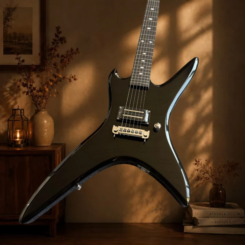 Black Alien-Shaped BC Style Guitar Mockingbird Model Gift  Minimalist Circuit Rock Lovers Pro-Level Guitar Player Free Delivery