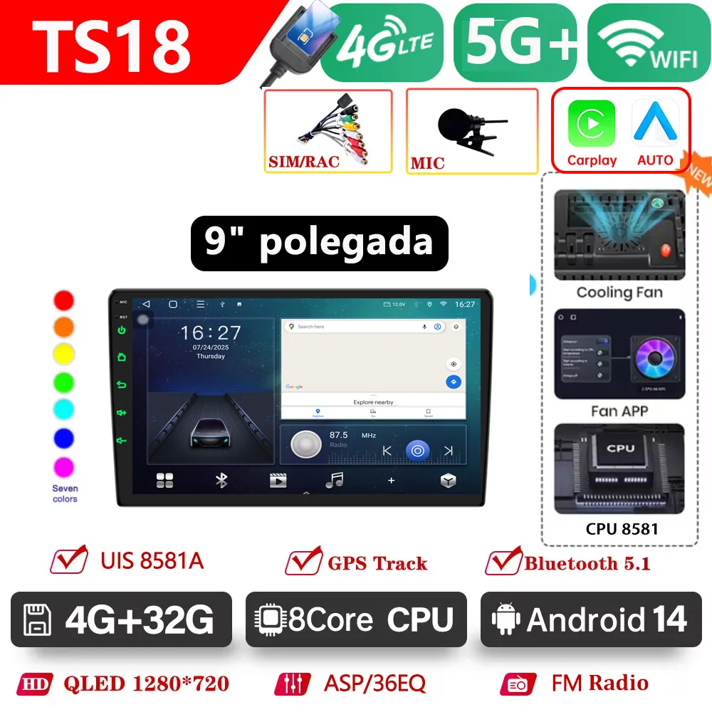 Car Android TS18 Radio 9 10inch Universal Host Player Navigation