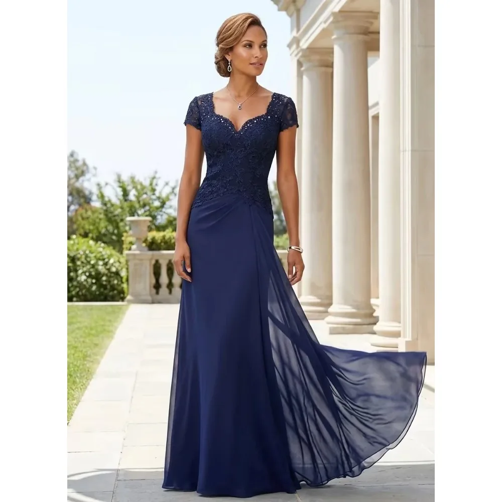 Customized Lace Column Mother of Birde Dresses for Weddings 2026 Women's Sweetheart Elegant Evening Dress Ruched Party Gowns