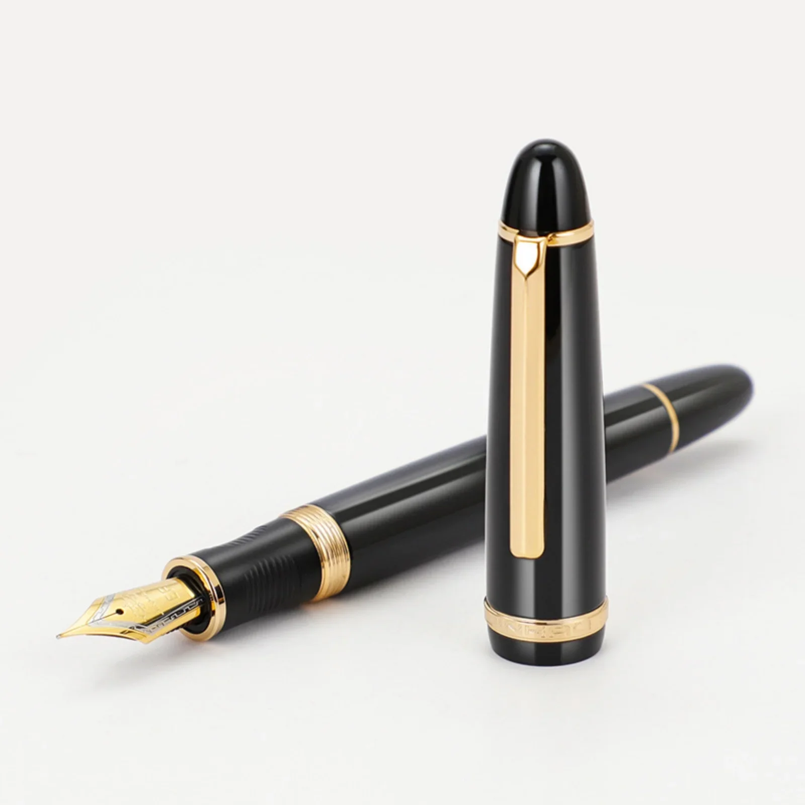 Jinhao-pluma estilográfica de Metal, suministros de oficina y escuela, bolígrafos de tinta, papelería de regalo, negro, dorado, EF F, iridio, X850