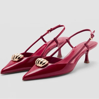 Metal Decoration Designer Sandals for Women Pointed Toe Pumps Mules Party Dress Shoes Summer New Fashion Brand Sandals Ladies
