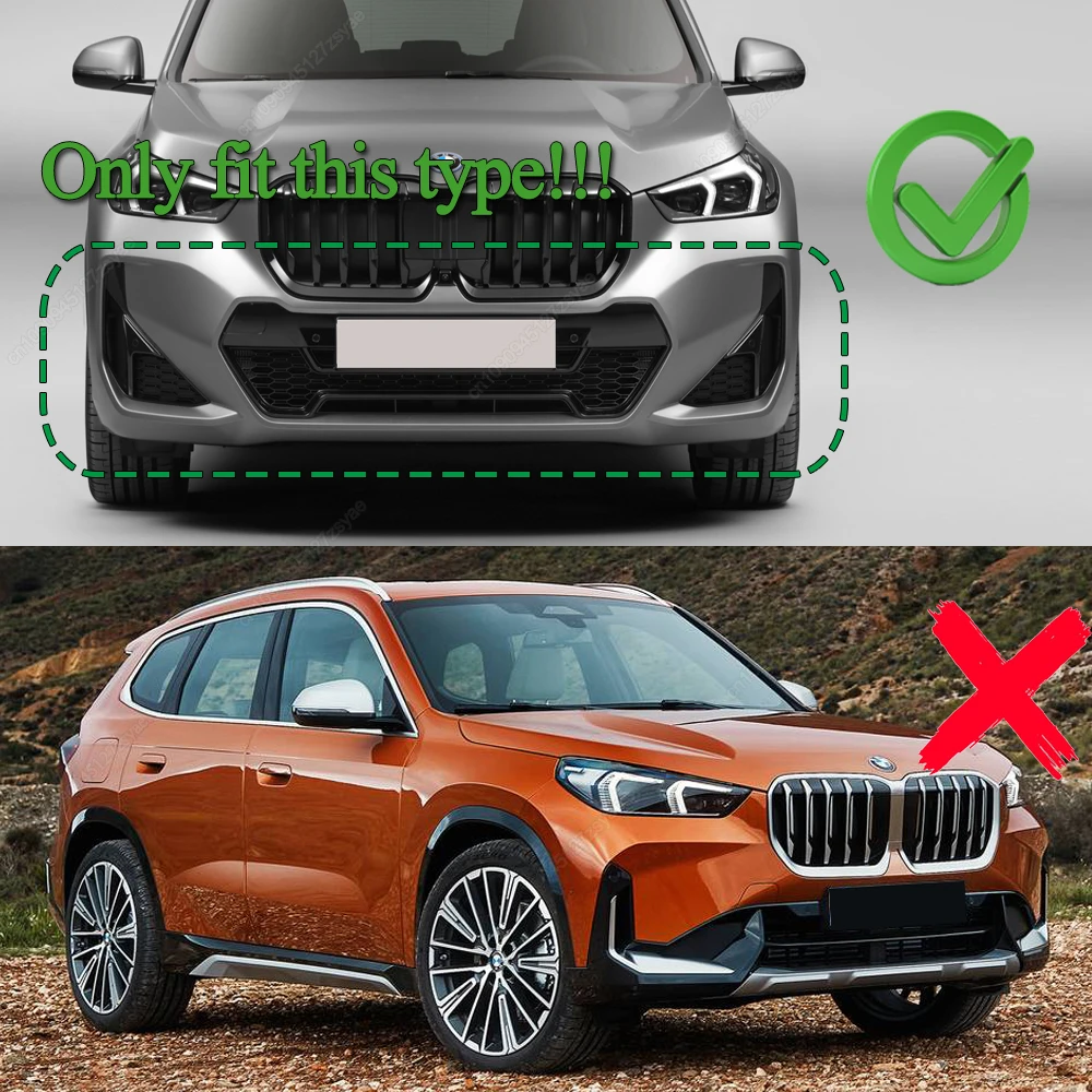 Car Front Bumper Lip Splitter Side Air Vent Intake Fog Lamp Frame Spoiler For BMW X1 U11 IX1 M-Sport 2022-2025+ Bodykits Tuning