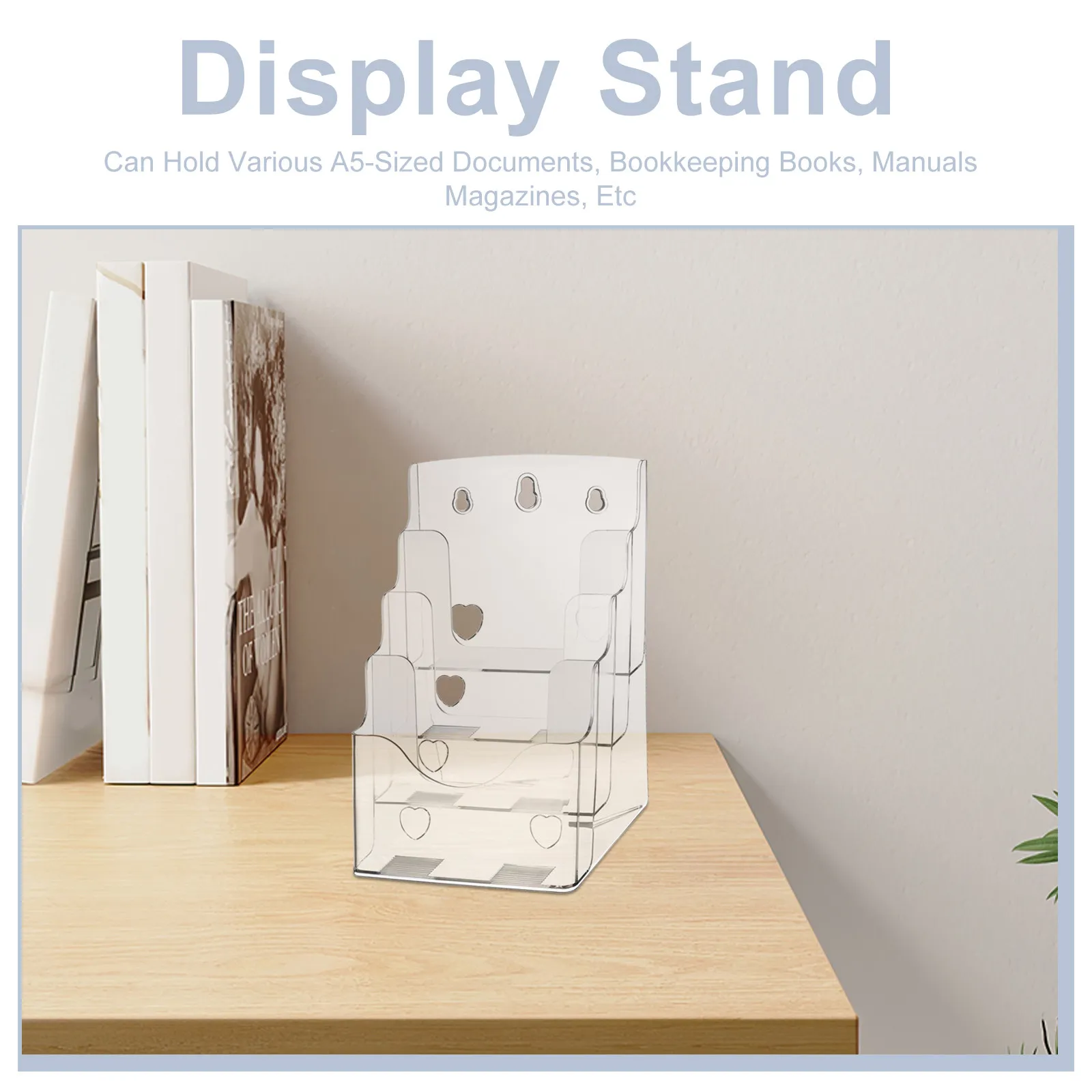 2Pcs Clear Acrylic Multi-Tier Desktop Display Stand for Brochure Magazine Pamphlet Menu Document Organizer File Organizer