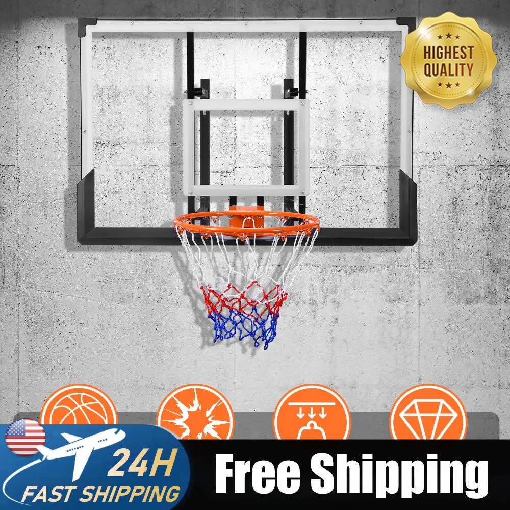 

47-дюймовое настенное баскетбольное кольцо с щитом и обручем для использования в помещении и на улице, для гаража, для внутреннего и наружного применения