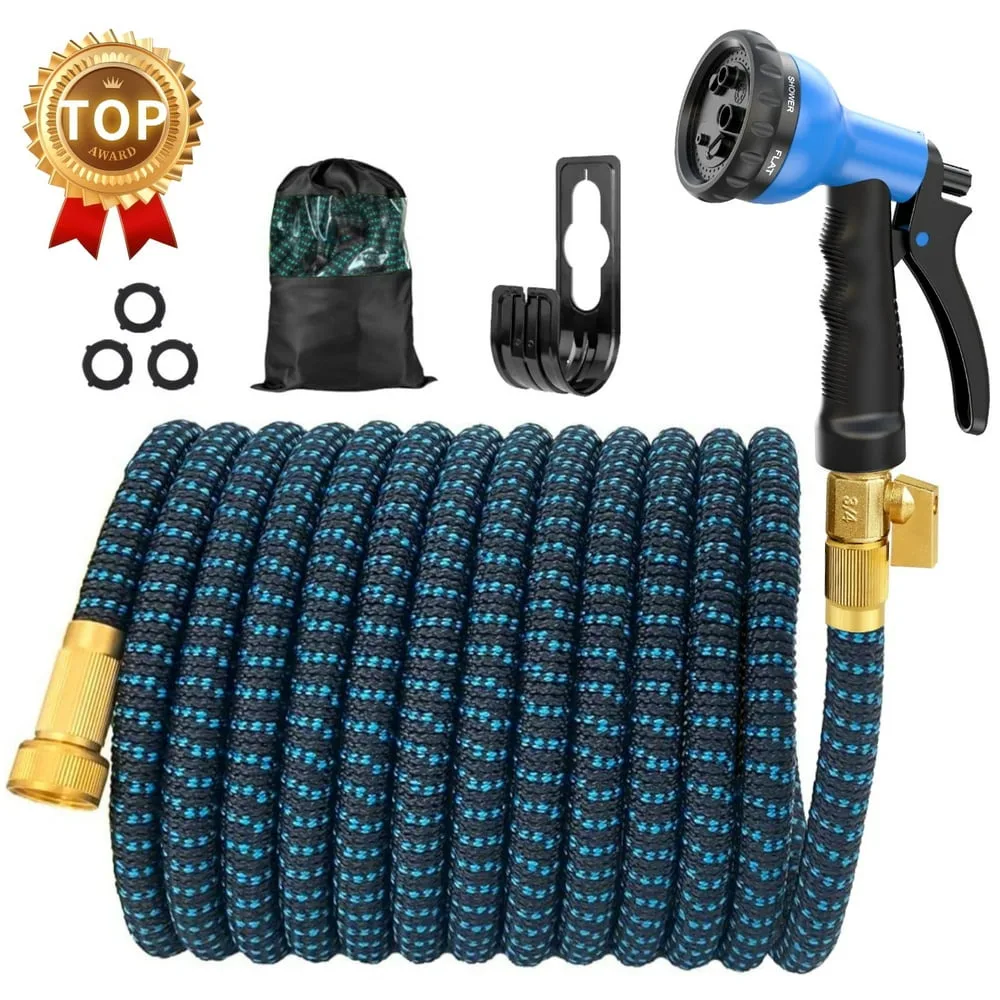 

Expandable Garden Hose 150Ft No Kink Flexible Water Hoses For Outdoor With 8-Pattern Spray Nozzle(Black/Blue)