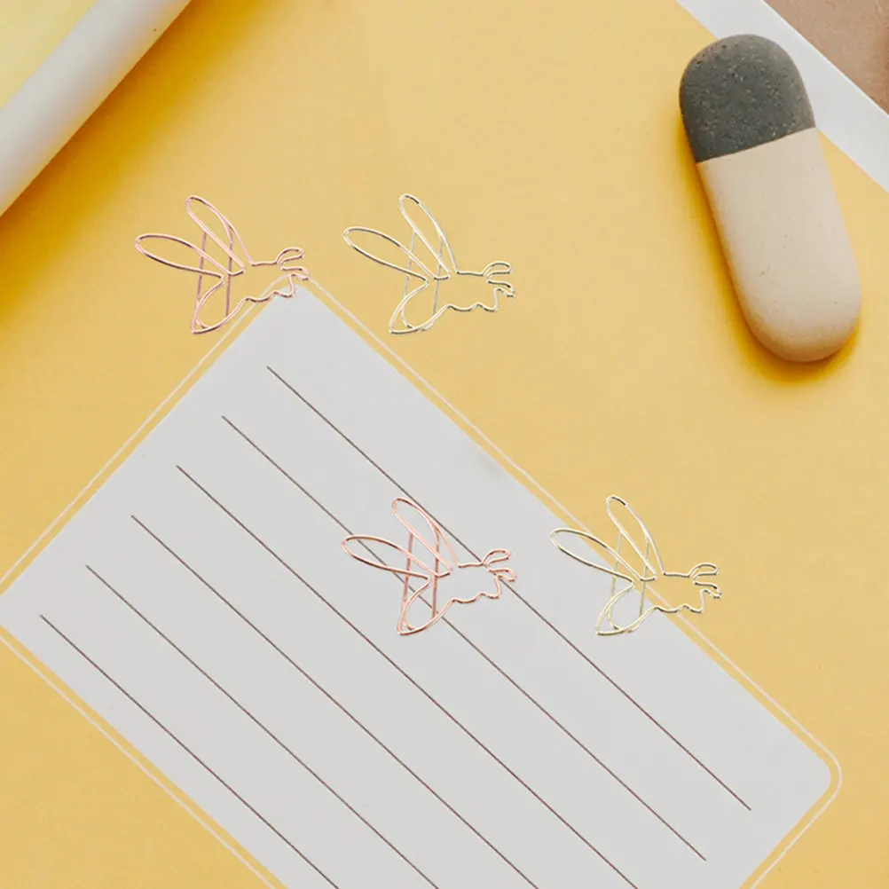 24Pcs Bee Shaped Paper Clips Gold Metal Small Clips File Document Organizer Decorative Office School Accessories