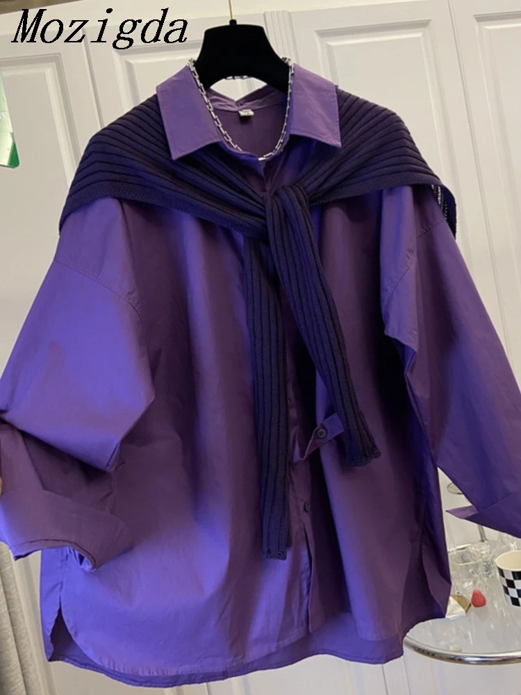 

Spring Autumn Oversized Shirt Blouse Chawl Women Korean Fashion Loose Purple Ladies Shirts Tops Blusas Mujer De Mod