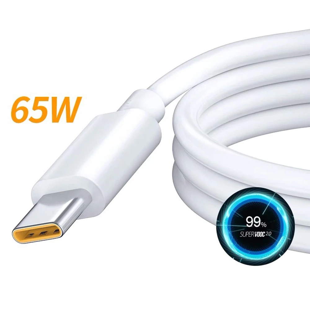 65W Type C Cable Super Fast Charging 6.5A for OPPO R17 Reno4 Ace2 Find X2 Pro Reno 6 Pro 5G 5 4 3 F19 Realme Oneplus Data Cord