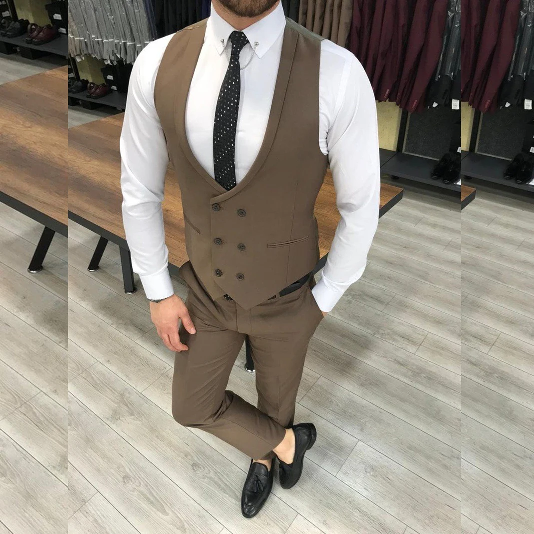Elegant Formal Wedding Suits for Groom Men Blazer Slim Fit Peaked Lapel Single Breasted Jacket Pants Vest Thress Piece Hombres