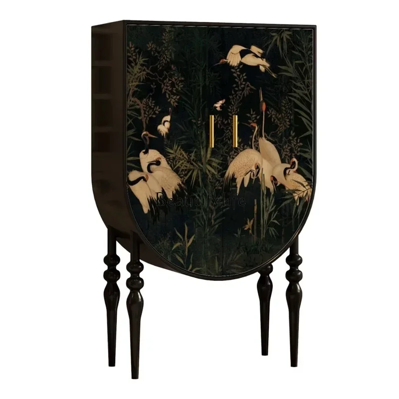 

ls 42French retro solid wood living room display cabinet next to Chinese style sofa, high end of bed