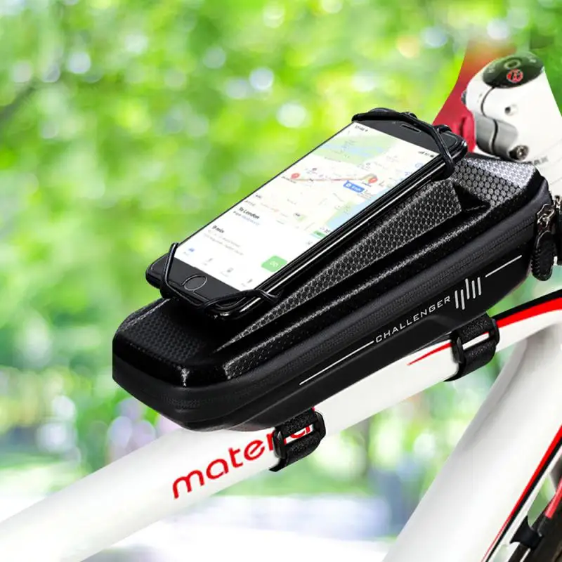 Hard Shell Beam Bag Waterproof Front Tube Frame Bag 4.7-6.5 Inch Phone Holder Cycling Saddle Bag Bike Accessories