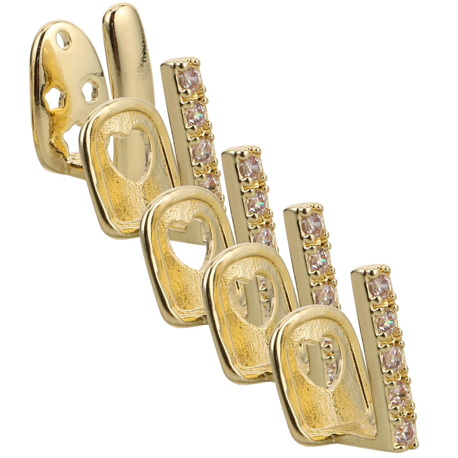 

5Pcs Teeth Jewelry Set Gold Plated Hip Hop Grills Punk Fake Tooth Caps Cosplay Halloween Rapper Mouth Accessories