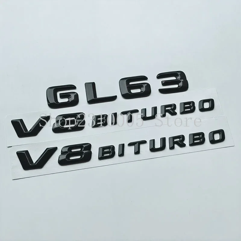 2015 Glossy Black Trunk Letters Number Badge ABS Emblems for GL-class GL63 GL350 GL400 GL500 V8 Bitrubo 4MATIC