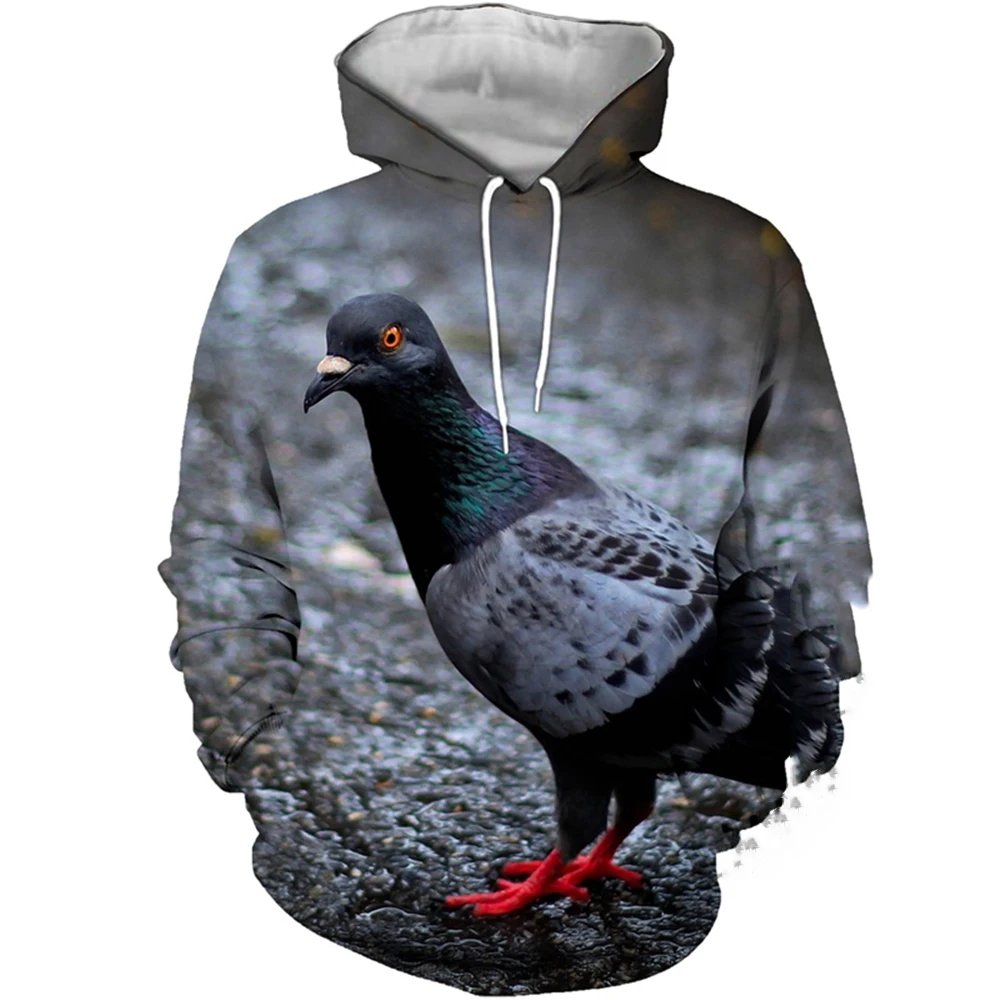 

Spring and autumn Pigeon Hoodie Men Streetwear 3D Bird Hoodies Anime 3d Print Sweatshirt Hooded Animal Parrot Women Clothing