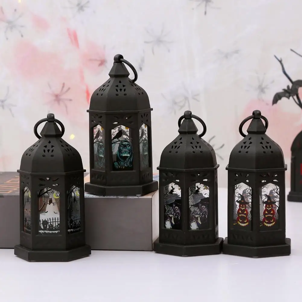 Flickering Led Candlelight Spooky Halloween Castle Lanterns Battery Operated Led Flame Lights for Table Decor Mini for Halloween