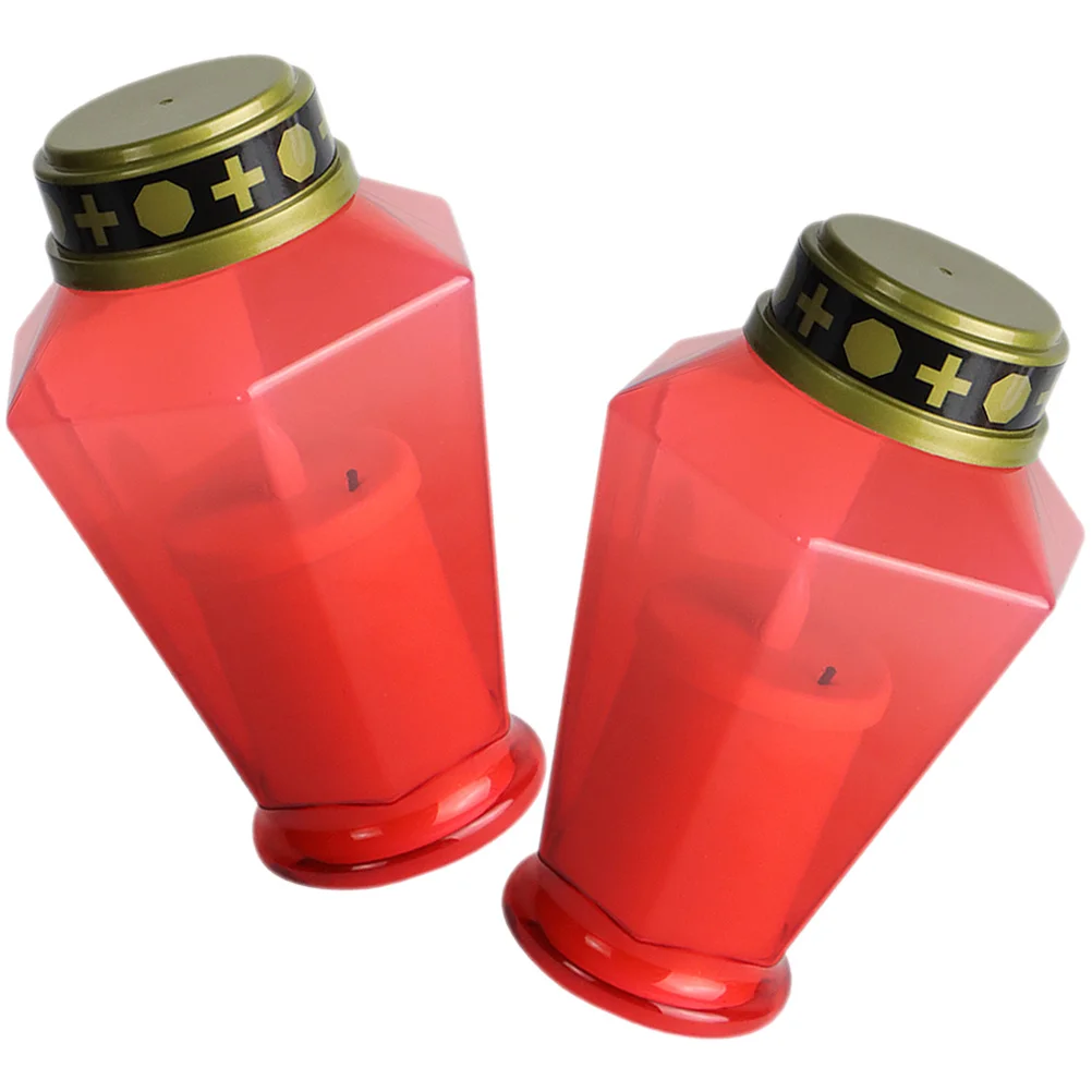 2 قطعة Led مقبرة ضوء ديكور عديمة اللهب للخارجية حديقة ساحة الكنيسة الصلاة استخدام تعمل مقاوم للماء #5