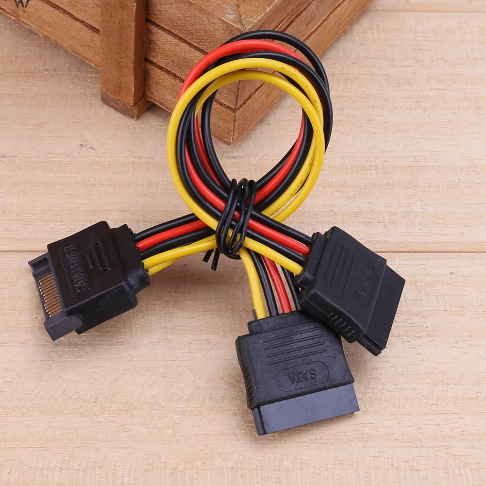 15 Pin Reverse Power Line SATA Port To 2 Power Splitter Cable Adapter 8inch Power Extension Cable Adapter Multifunctional