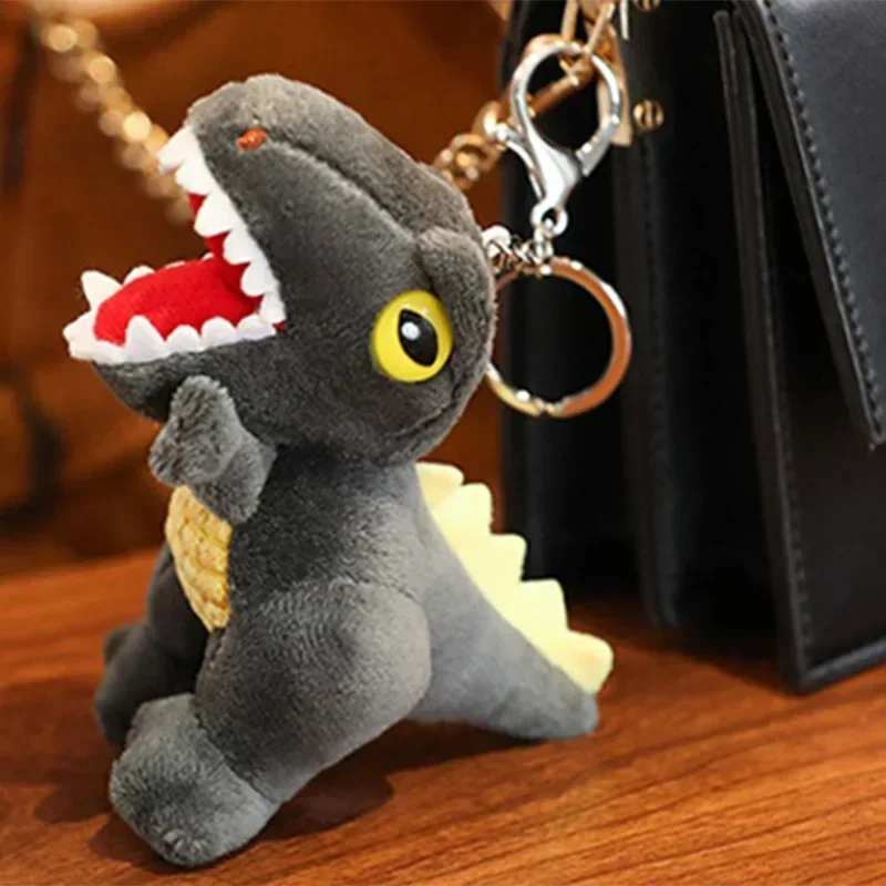 14cm Dinosaur Animal Plush Keychain On Backpack Decor Soft Stuffed Toys Tiger Pendants For Children Adult Cartoon Dolls Gift