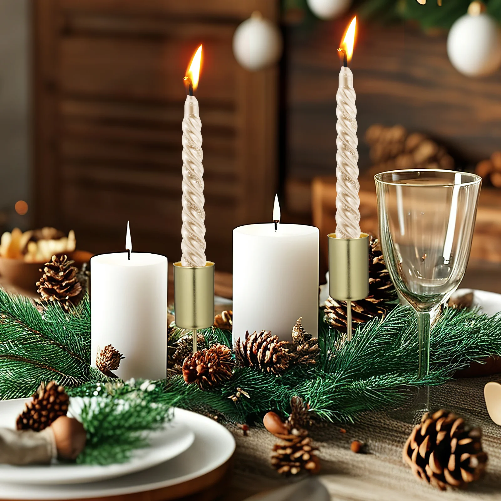 

5Pcs Christmas Cup Iron Holder Insert Decorative Container with Spikes for Tree Party Festival Party Favors