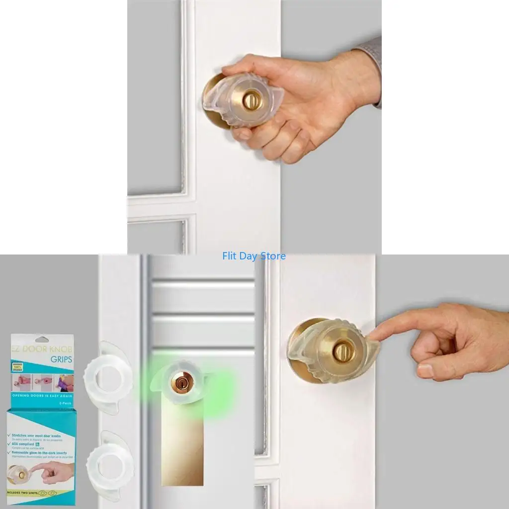 F92C Luminous Round Door Knob Cover Babies Children Safety Door Handle Glove Door Knob Grips Crash Pad Wall Protector