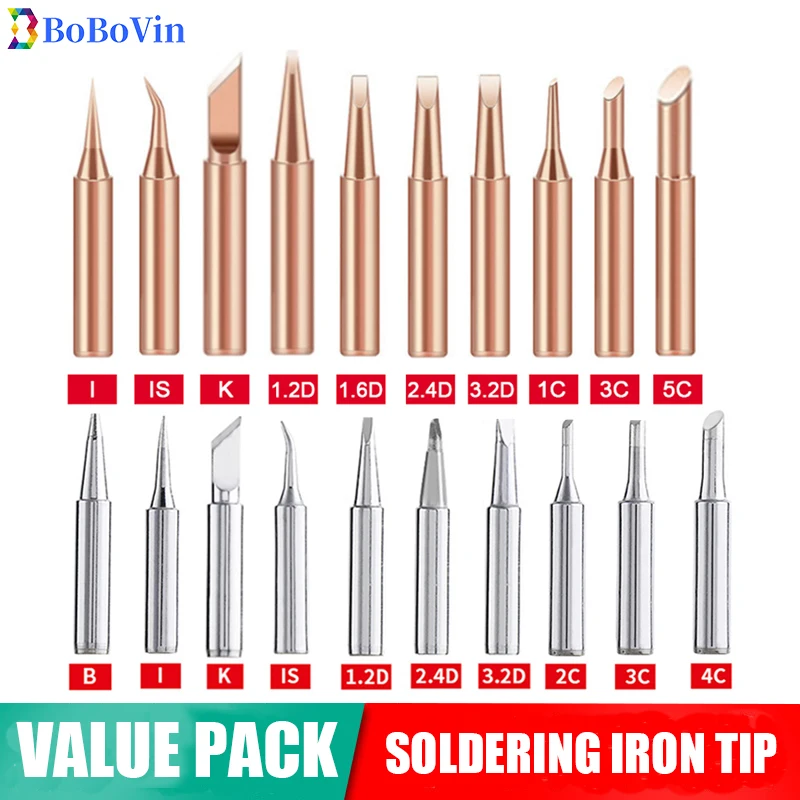 5/10Pcs Electric Soldering Iron Head Tool Copper Welding Head 900M-T-K Pure Copper Soldering Iron Welding Equipment Welding Tool