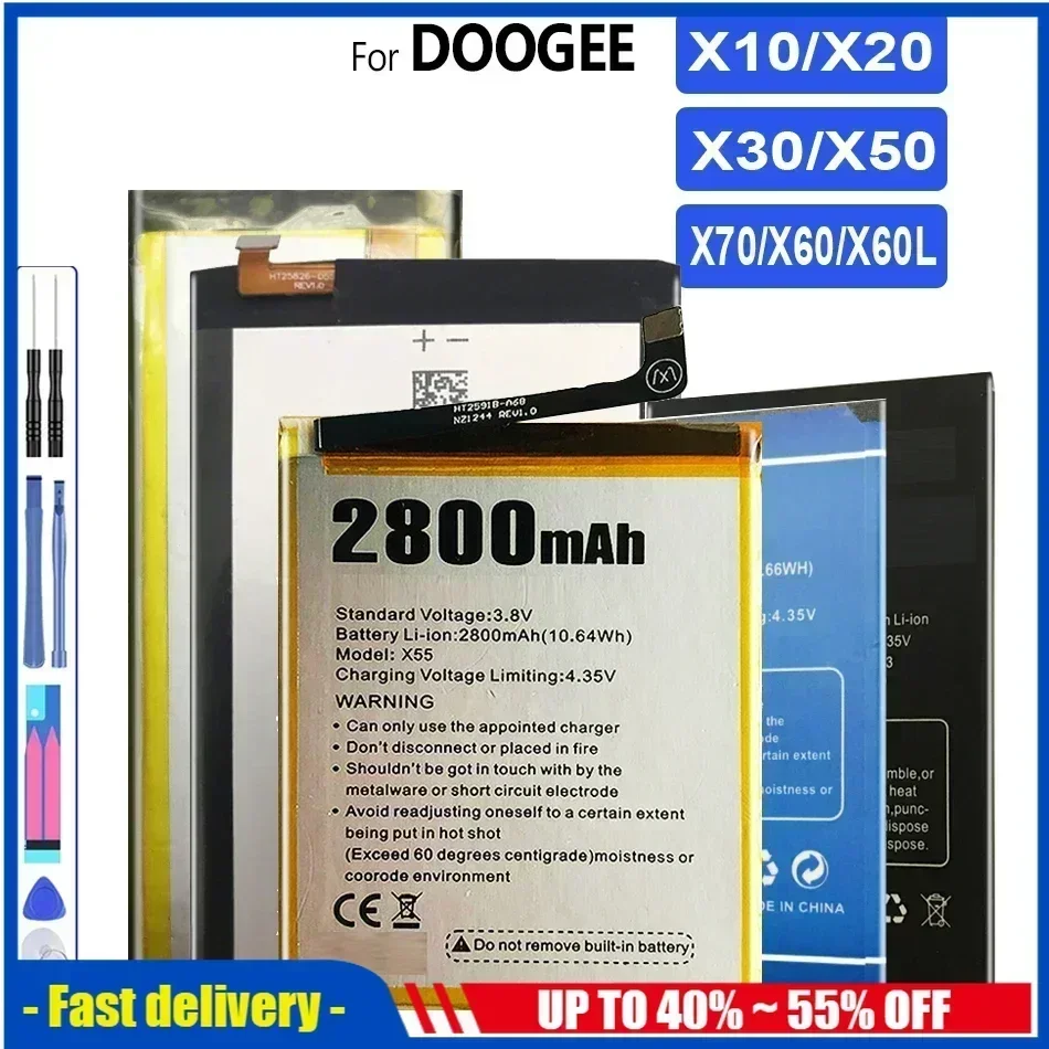 Battery For DOOGEE X10, X20, X20L, X30, X50, X60, X70, BAT18702000, BAT18724000, BAT17582580, 2580mAh-4000mAh, BAT17613360