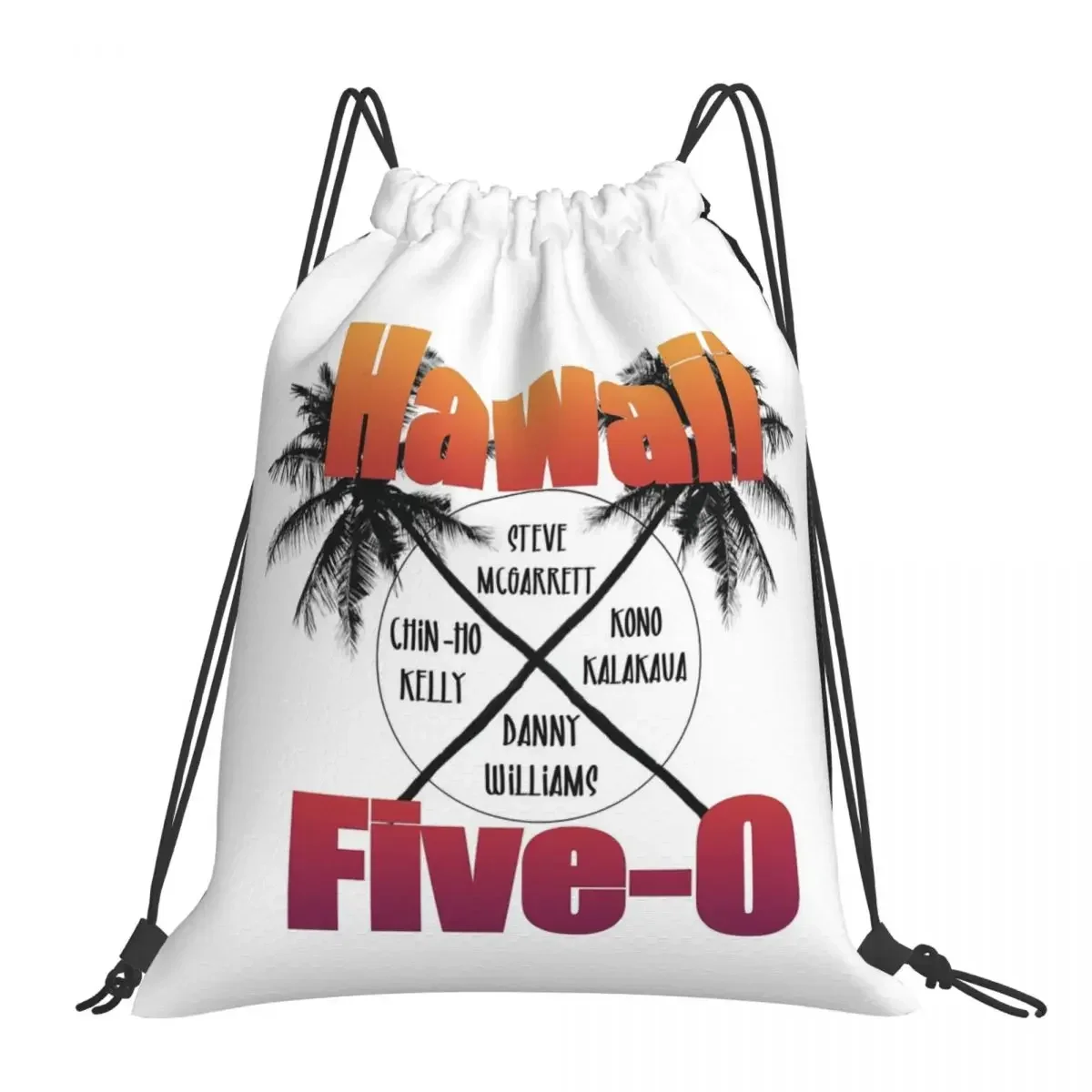 

Hawaii Five-0 Backpacks Fashion Portable Drawstring Bags Drawstring Bundle Pocket Sports Bag BookBag For Man Woman School