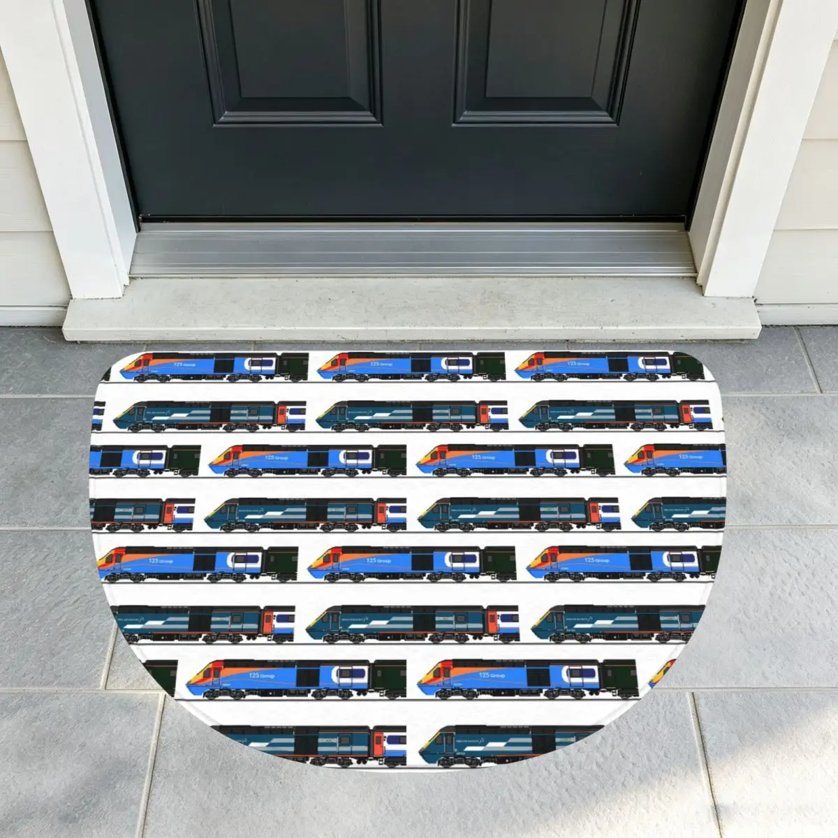 Class 43 HST (Intercity 125) Trains Half Round Doormat Non Slip Bathroom Mat Absorbent Floor Carpet for Laundry Room Bathroom