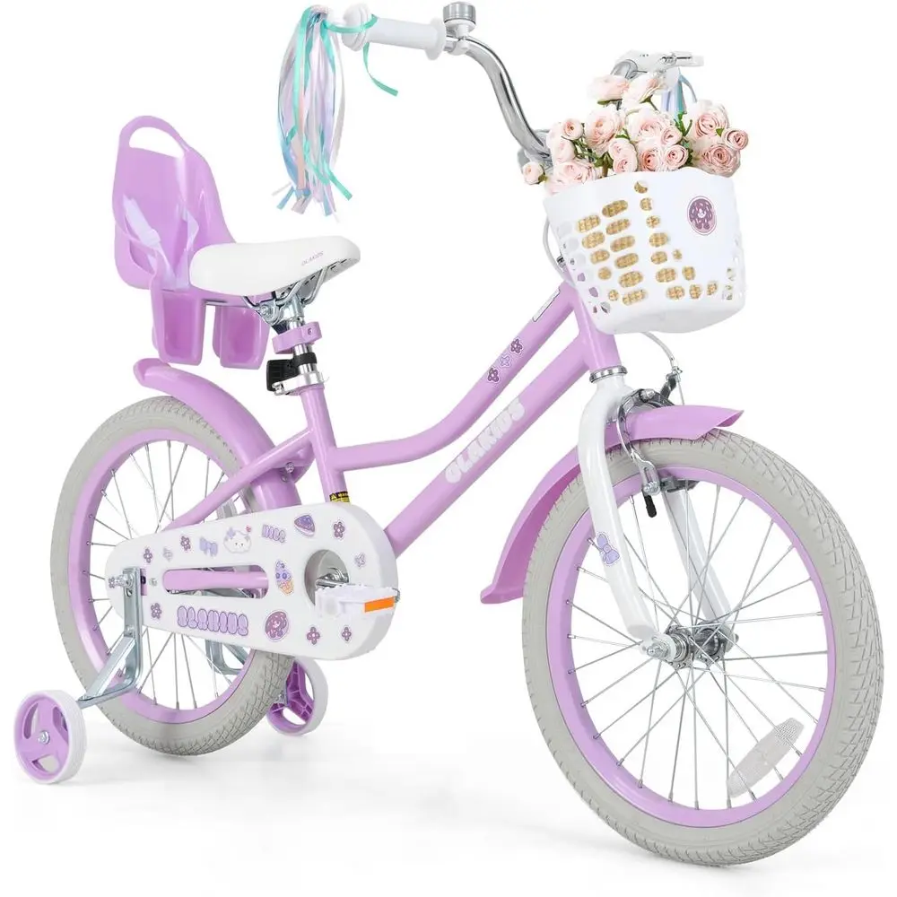 

Children's Bikes with Adjustable Seat & Handlebar, Handbrake, and Basket for Toddlers - 12 to 20 Inch Sizes