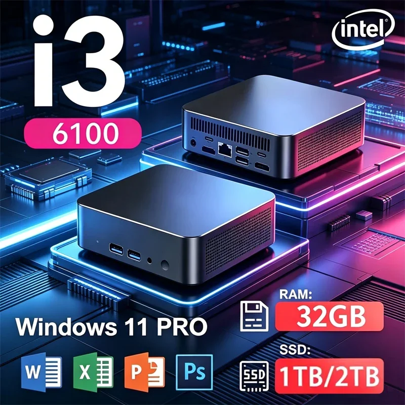 Core I3 6100 MINI PC Windows 11 Pro 32GB RAM 1TB 2TB SSD WIFI 6
