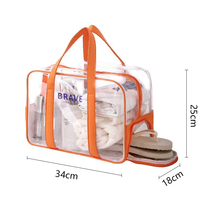 Transparent PVC Large Capacity Storage Bag Swimming Bags Women Large Wet Dry Separation Sports Bag Beach Fitness Travel Handbag