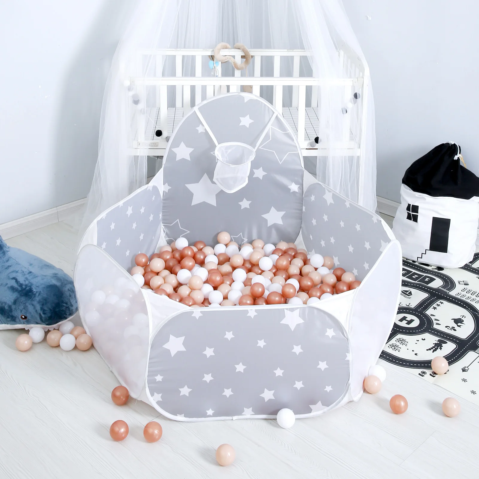 1pc/bag Portable Foldable Ball Pool Ball Pits with Basket Children's room Decorated ball pool toys