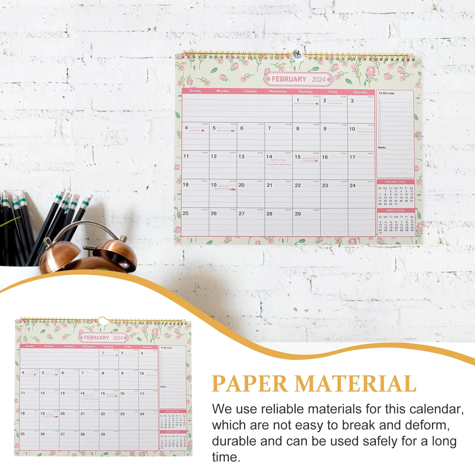 2024 2025 Wall Calendar Simple Hanging Tearable Countdown Holiday Appointment Calendar for Home Wall Calendars